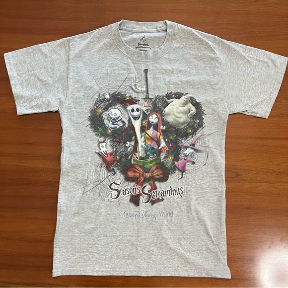 Disney Tops - 🎃 Disney Nightmare Before Christmas Seasons Screamings Tee Gray Small